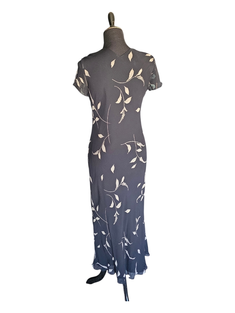 INC International Concepts 100% Silk Midi Dress Size 6 Black Floral Slip 90s Min - Picture 6 of 14